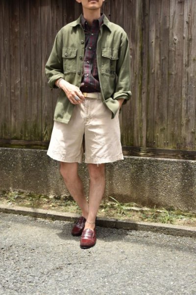 画像1: 60's-70's S/S madras check shirt -deadstock-