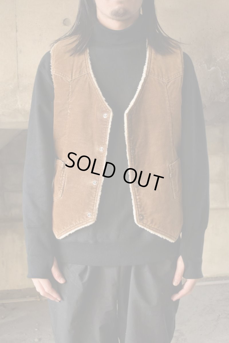 画像1: 70's Levi's corduroy boa vest [brown] (1)