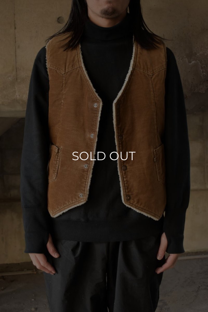 画像1: 70's Levi's corduroy boa vest [brown] (1)