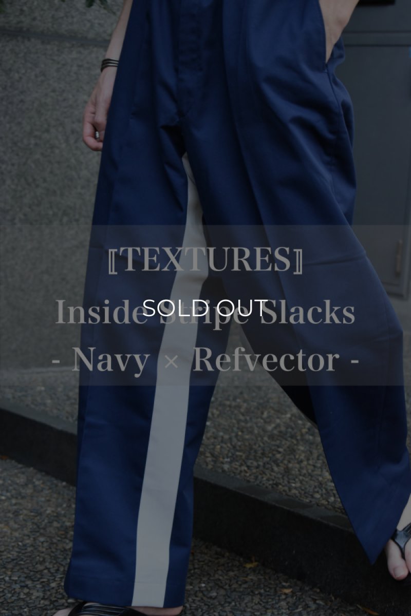 画像1: 〚TEXTURES〛 Inside Stripe Slacks - Navy × Reflector - (1)