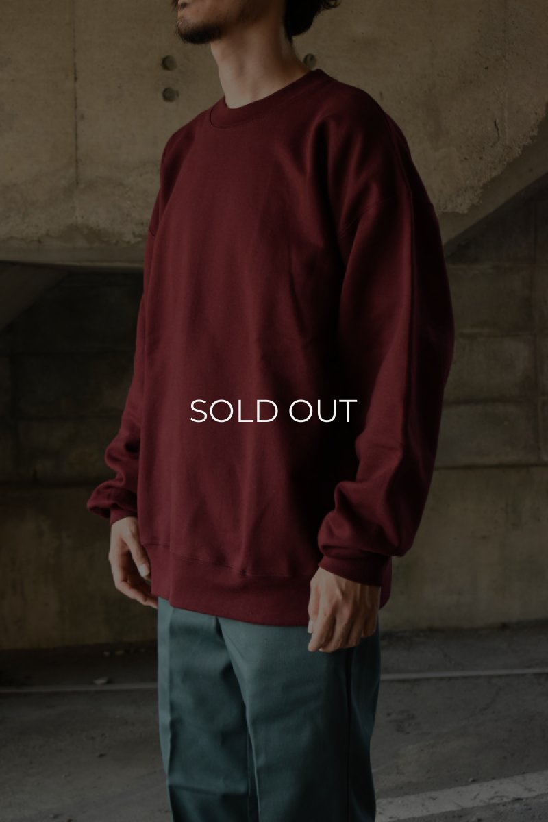 画像2: [NEW] Hanes crew neck sweat shirt -MAROON- (2)