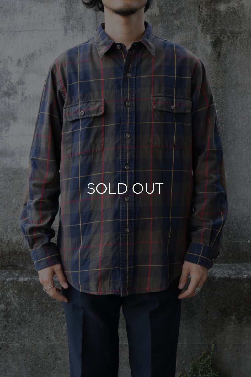 画像1: Ralph Lauren check flannel shirt [elbow patch] (1)