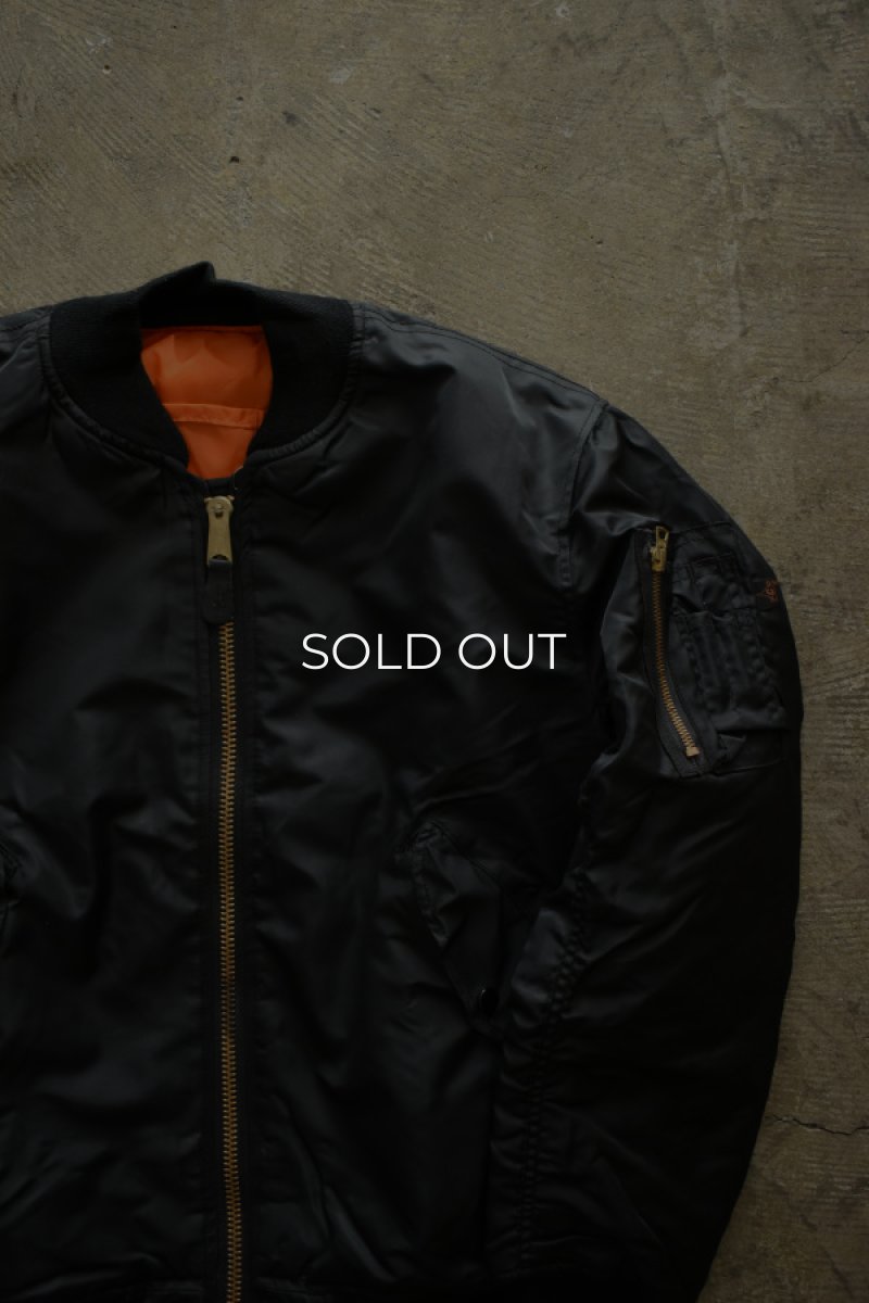 画像7: [DEADSTOCK] 90's CONCORD by ALPHA INDUSTRIES MA-1 flight jacket -BLACK/ORANGE- (7)