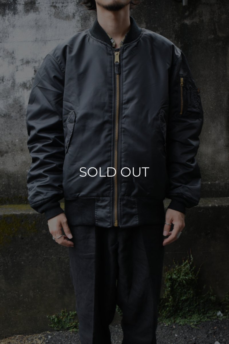 画像1: [DEADSTOCK] 90's CONCORD by ALPHA INDUSTRIES MA-1 flight jacket -BLACK/ORANGE- (1)