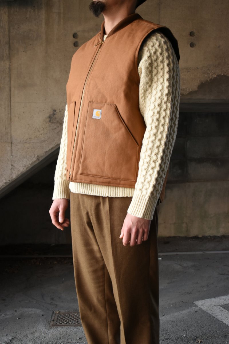 画像13: [NEW] Carhartt V01 firm duck insulated rib collar vest [BROWN] (13)