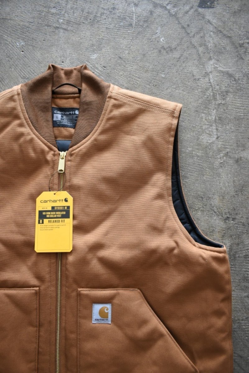 画像2: [NEW] Carhartt V01 firm duck insulated rib collar vest [BROWN] (2)