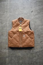 画像1: [NEW] Carhartt V01 firm duck insulated rib collar vest [BROWN] (1)