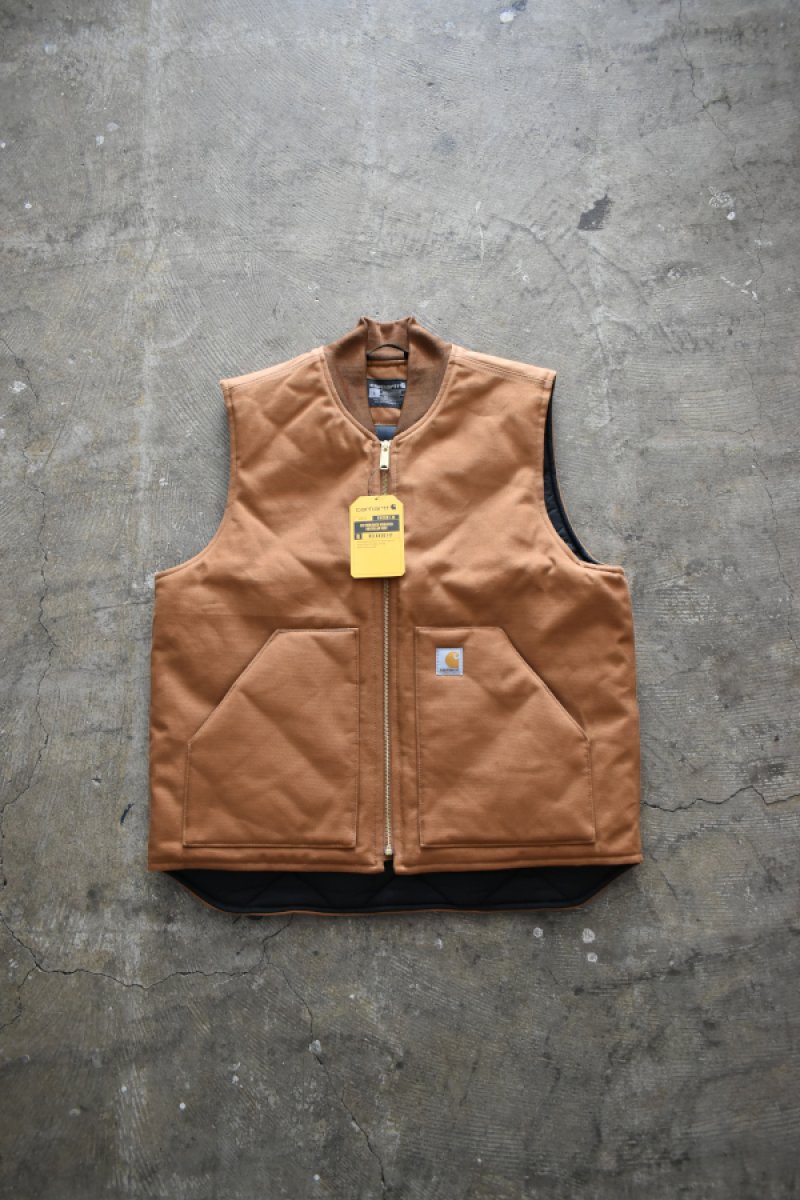 画像1: [NEW] Carhartt V01 firm duck insulated rib collar vest [BROWN] (1)