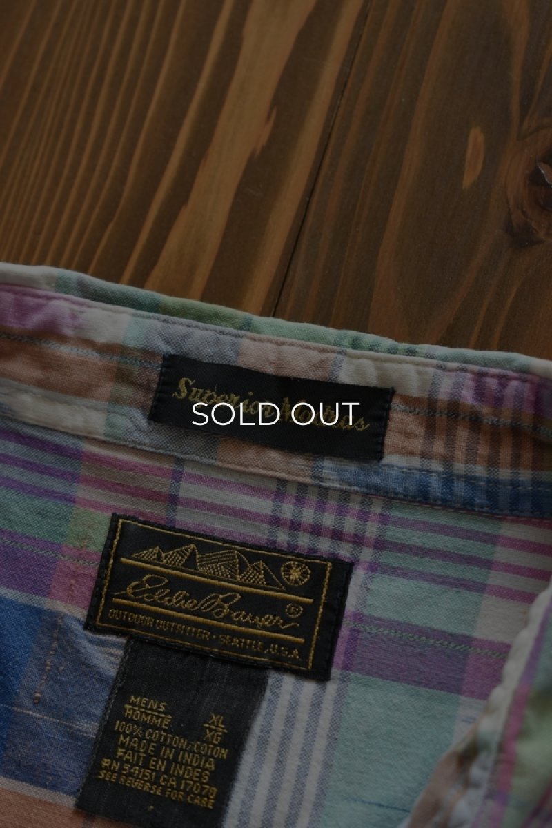 画像10: 80's Eddie Bauer S/S check shirt -made in INDIA- (10)