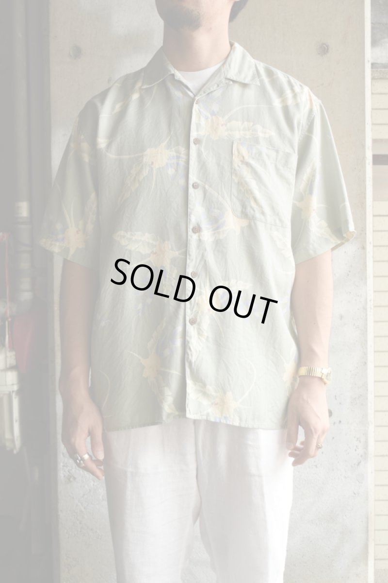 画像1: 90's Jos. A. Bank S/S silk open collar shirt (1)