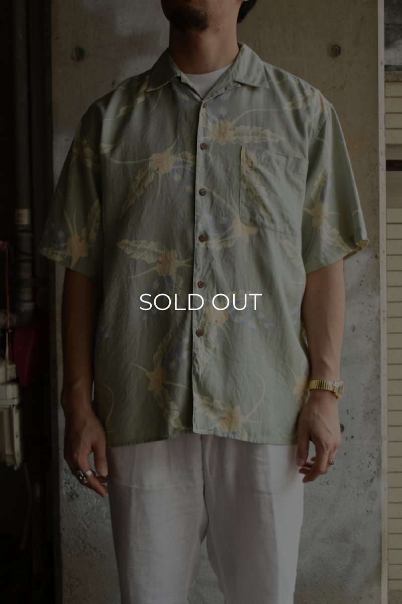 画像1: 90's Jos. A. Bank S/S silk open collar shirt (1)