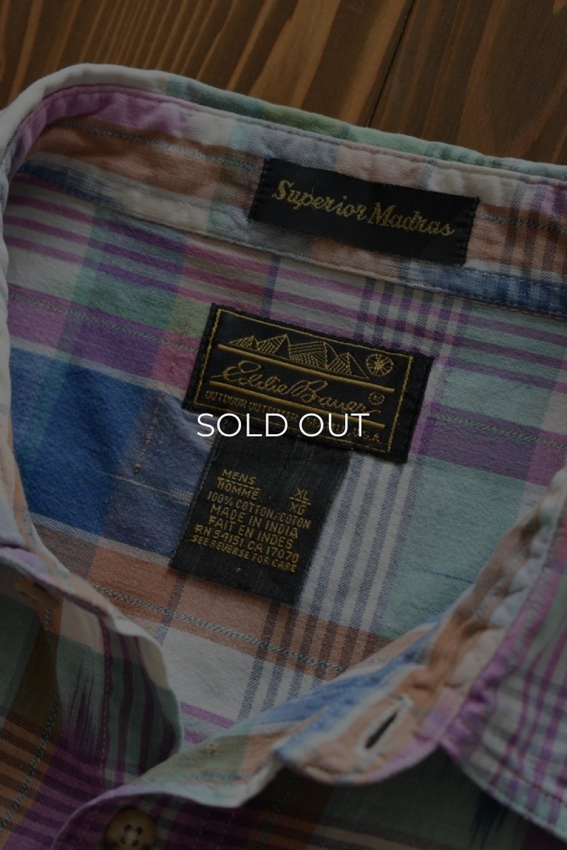 画像9: 80's Eddie Bauer S/S check shirt -made in INDIA- (9)