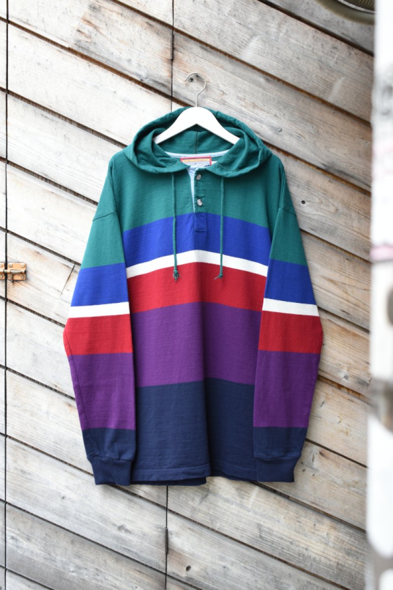 画像1: [DEADSTOCK] 90's COLUMBIAKNIT rugby hoodie -MADE IN USA- (1)