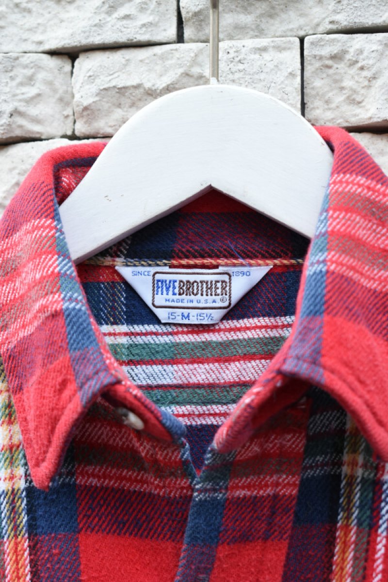 画像4: 70-80's FIVE BROTHER Check Flannel Shirt -MADE IN USA- (4)