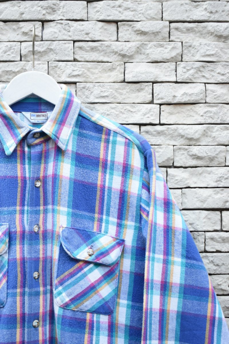 画像2: 70-80's FIVE BROTHER Check Flannel Shirt -MADE IN USA- (2)