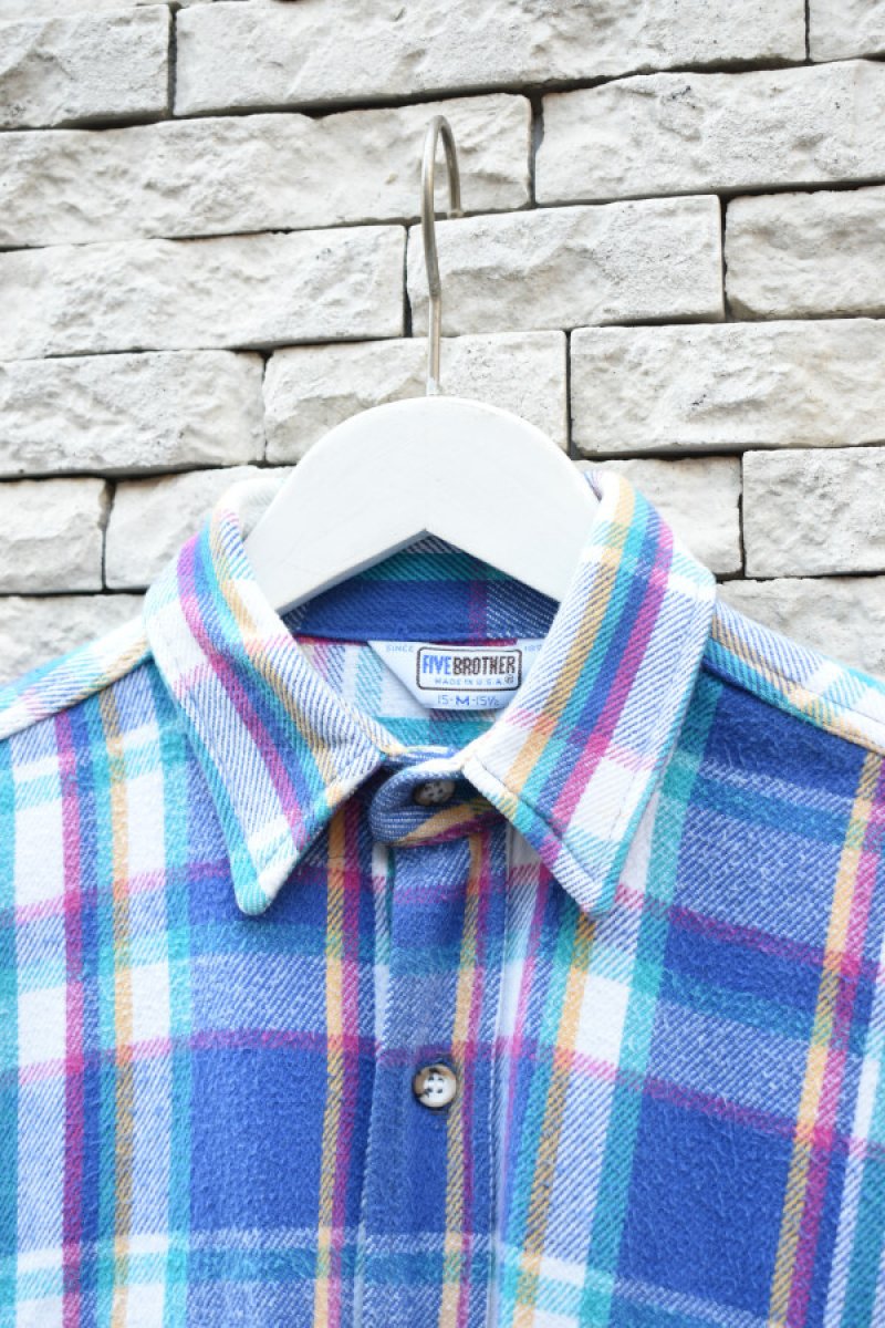 画像5: 70-80's FIVE BROTHER Check Flannel Shirt -MADE IN USA- (5)
