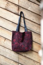 画像1: [DEADSTOCK] WILD WALLETS Patterned Floral Tote Bag -MADE IN USA- [RED] (1)