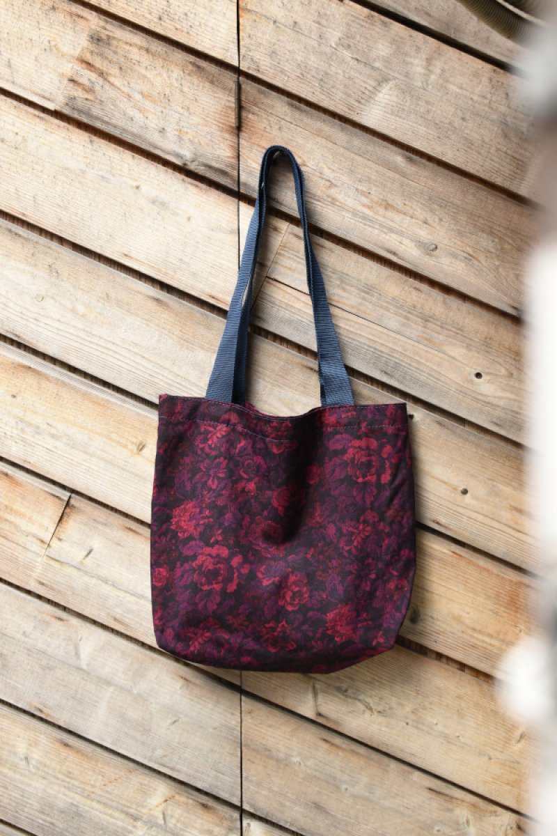 画像1: [DEADSTOCK] WILD WALLETS Patterned Floral Tote Bag -MADE IN USA- [RED] (1)