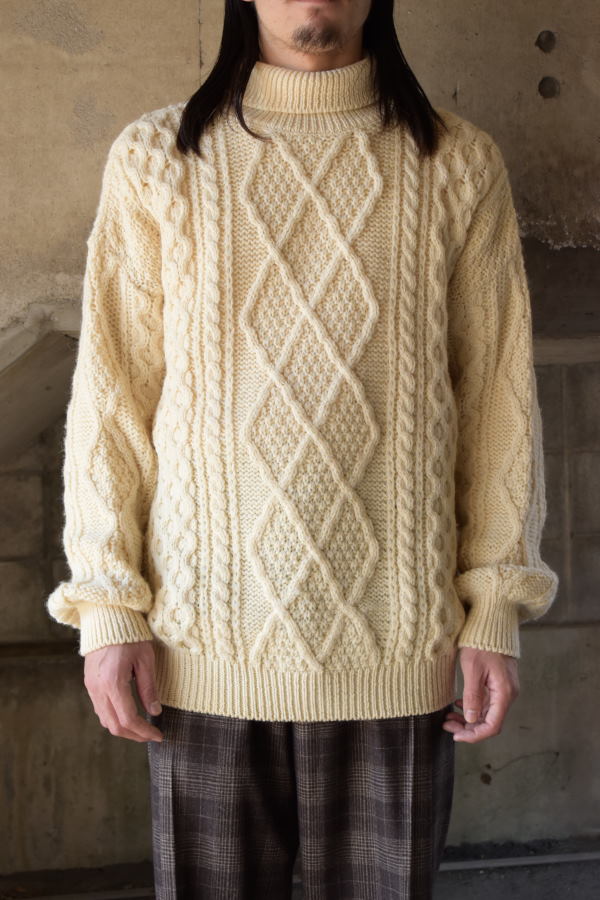 画像1: 80's Oak Tree aran knit sweater (1)