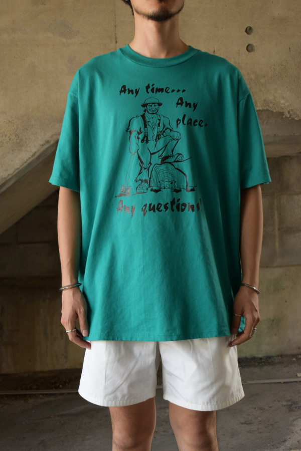 [NOS] 90's JERZEES S/S print tee -made in USA-